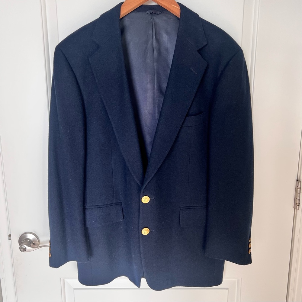 Polo University Ralph Lauren Navy Blazer with Gold Buttons Vintage Wool Size 40R